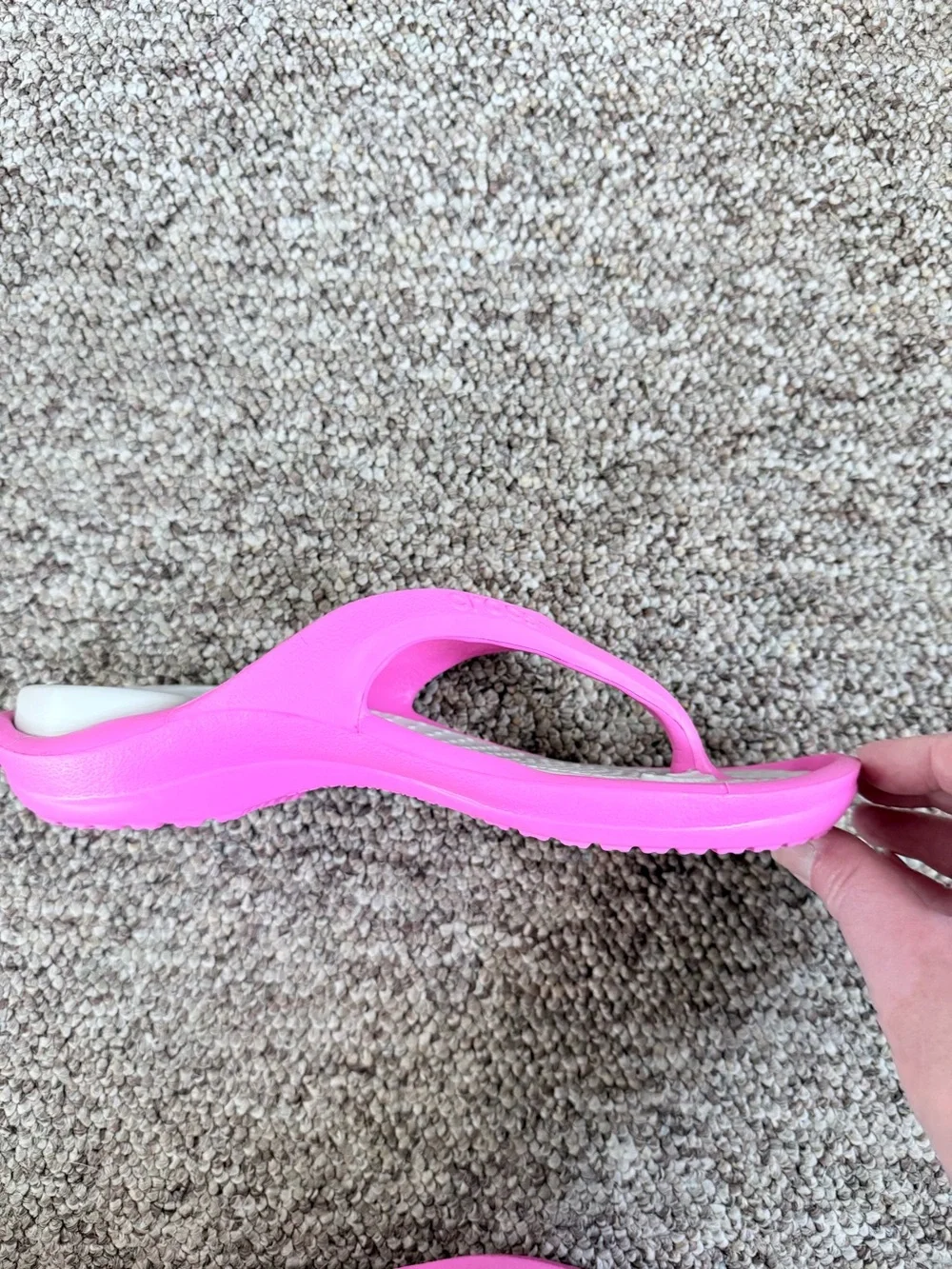 CROCS Hot Pink and White Flip Flop Sandals